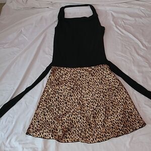 Studio Y strapless black cheetah dress no tag measurements pictured